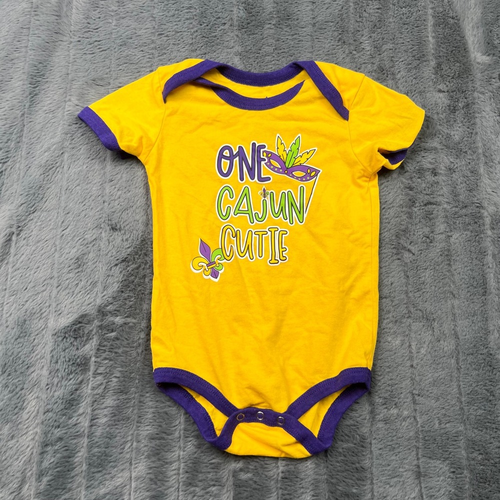 Mardi Gras One Cajun Cutie Yellow Purple Infant Bodysuit 18M GS-BS01MGC-1024